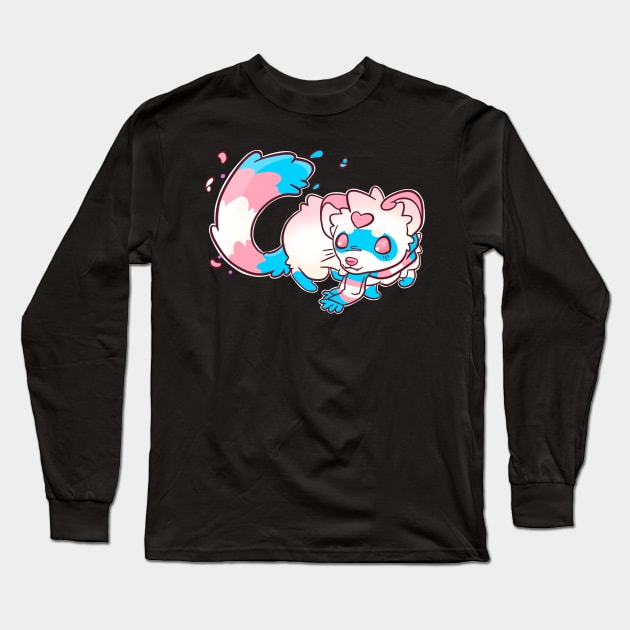 Trans Pride Ferret Long Sleeve T-Shirt by BubblegumGoat